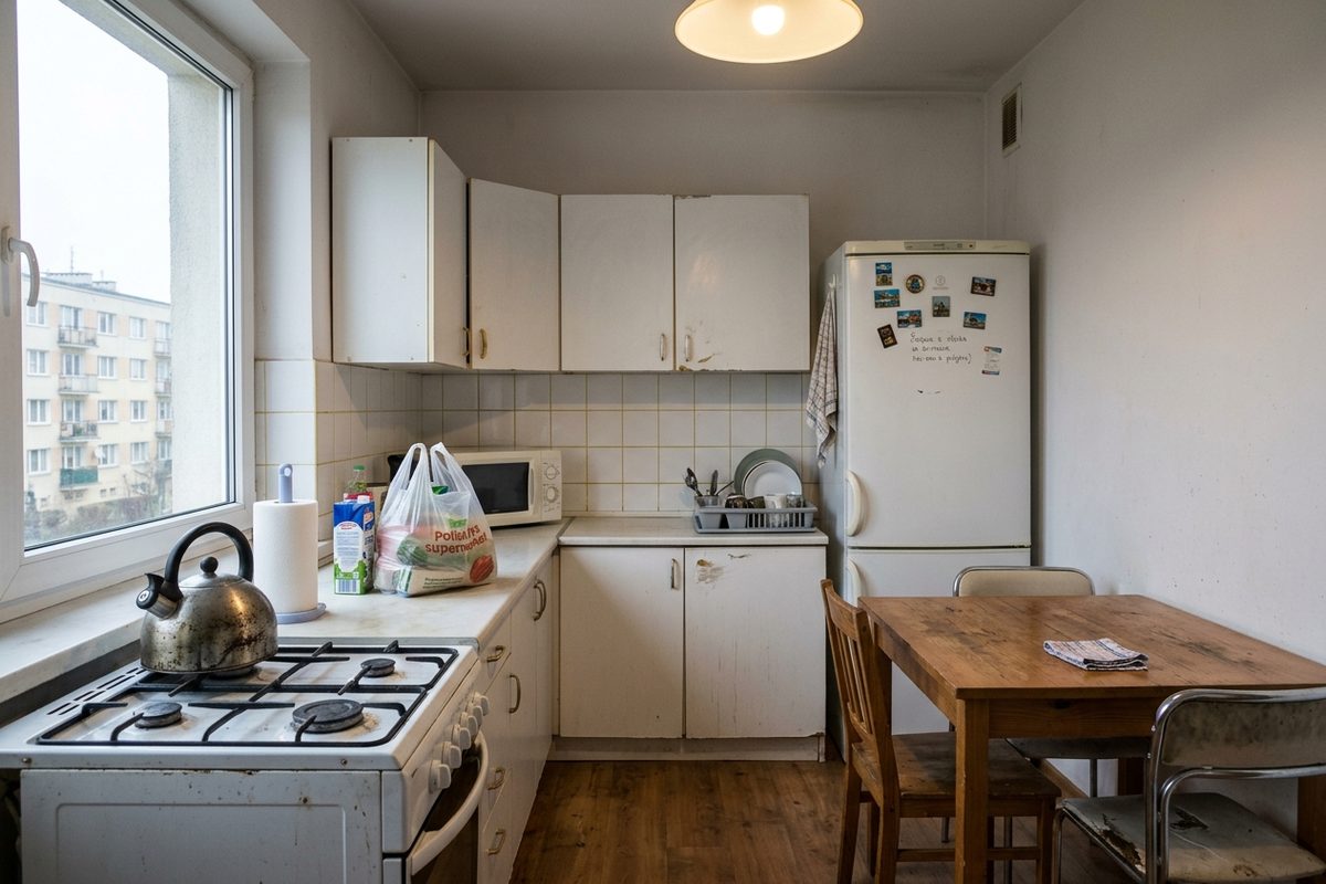 Cozinha na casa dos trabalhadores