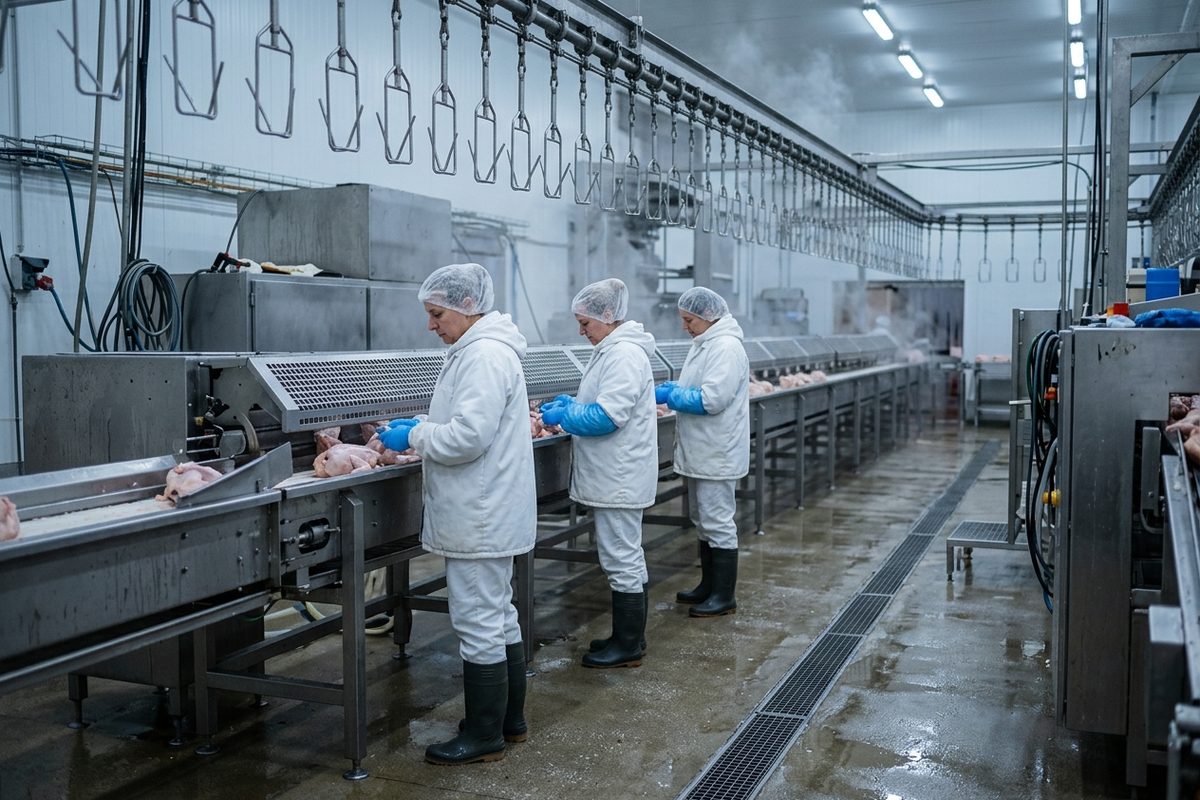 Setor de produção em frigorífico